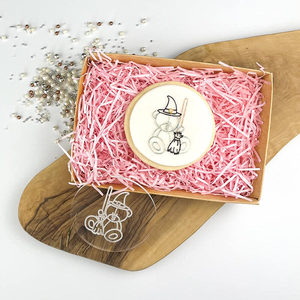 Witch Sitting Teddy Bear Halloween Cookie Embosser LissieLou