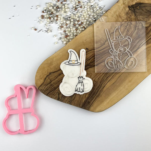 Witch Sitting Teddy Bear Halloween Cookie Cutter and Embosser LissieLou