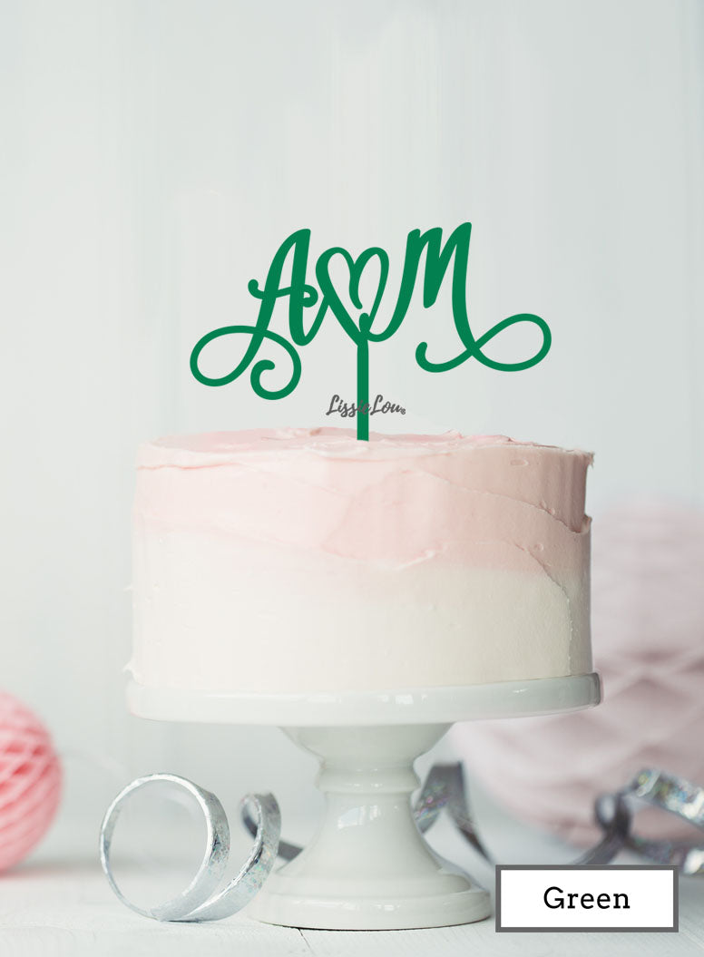 Custom Initials Heart Pretty Wedding Acrylic Shopify - Green
