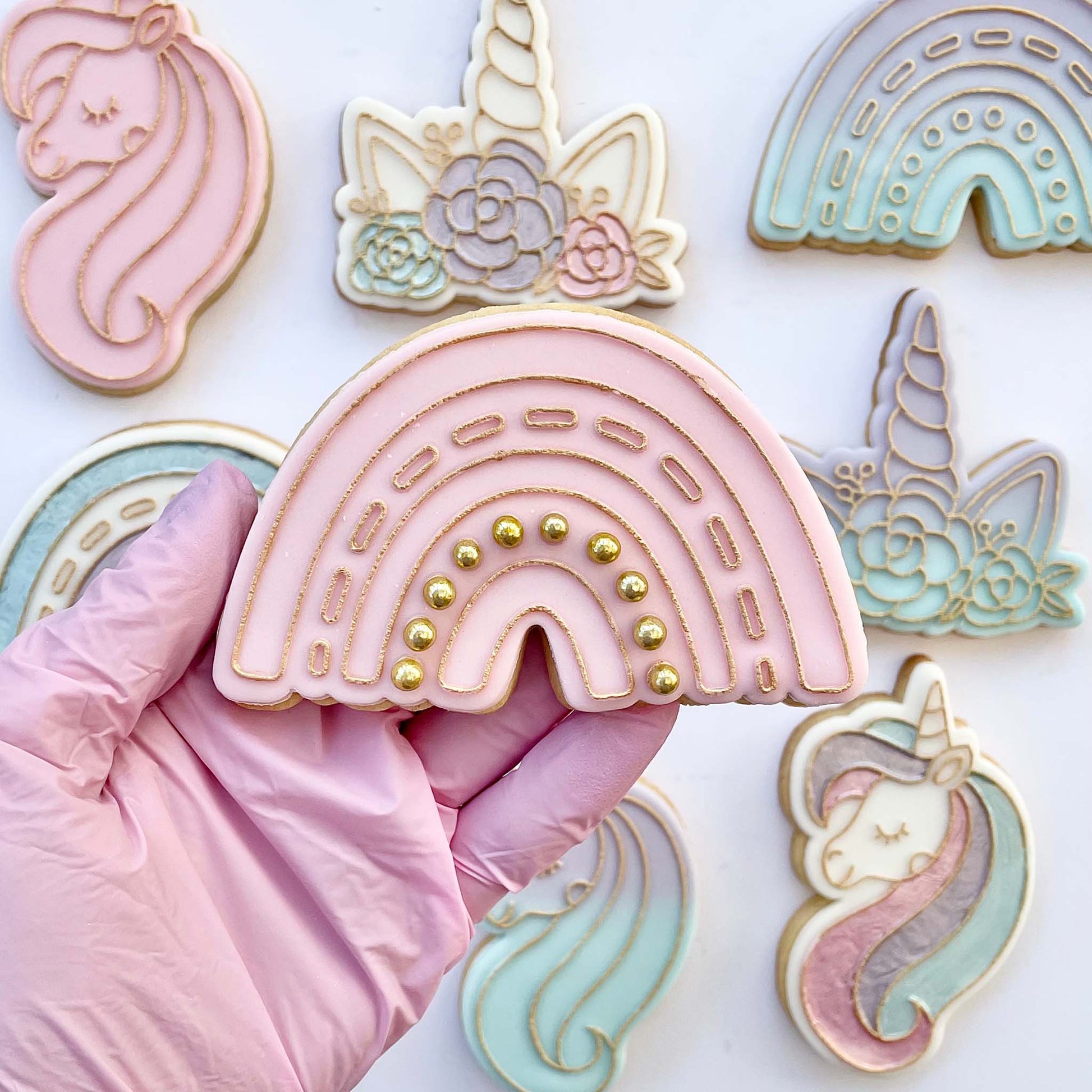 Modern Rainbow Unicorn Cookie Cutter and Embosser