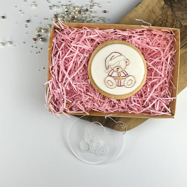 Santa Sitting Teddy Bear Christmas Cookie Embosser LissieLou