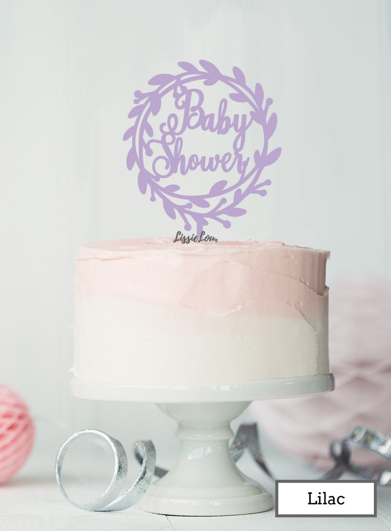 Baby Shower Wreath Cake Topper Premium 3mm Acrylic Lilac