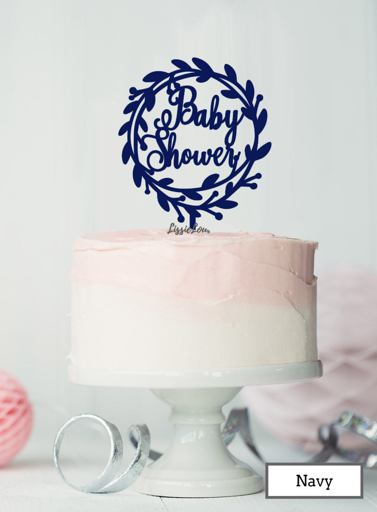 Baby Shower Wreath Cake Topper Premium 3mm Acrylic Navy