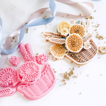 Sunflower Corn Basket Flower Set Cookie Cutters & Stamps