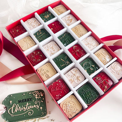 ChellBells Cakes 24 Days Christmas Advent Calendar Cookie Embosser and Cutter Set