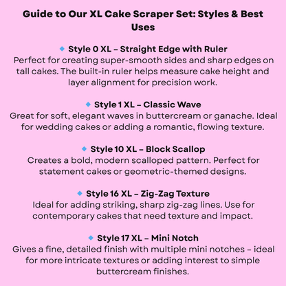 Guide to XL Cake Scraper Set with styles and best uses