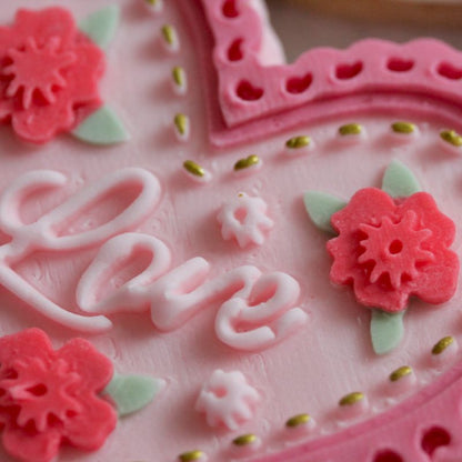 Heart “Love” Plaque Valentine's 3D Cookie Stamp and Cutter by Bakes+Whimsy