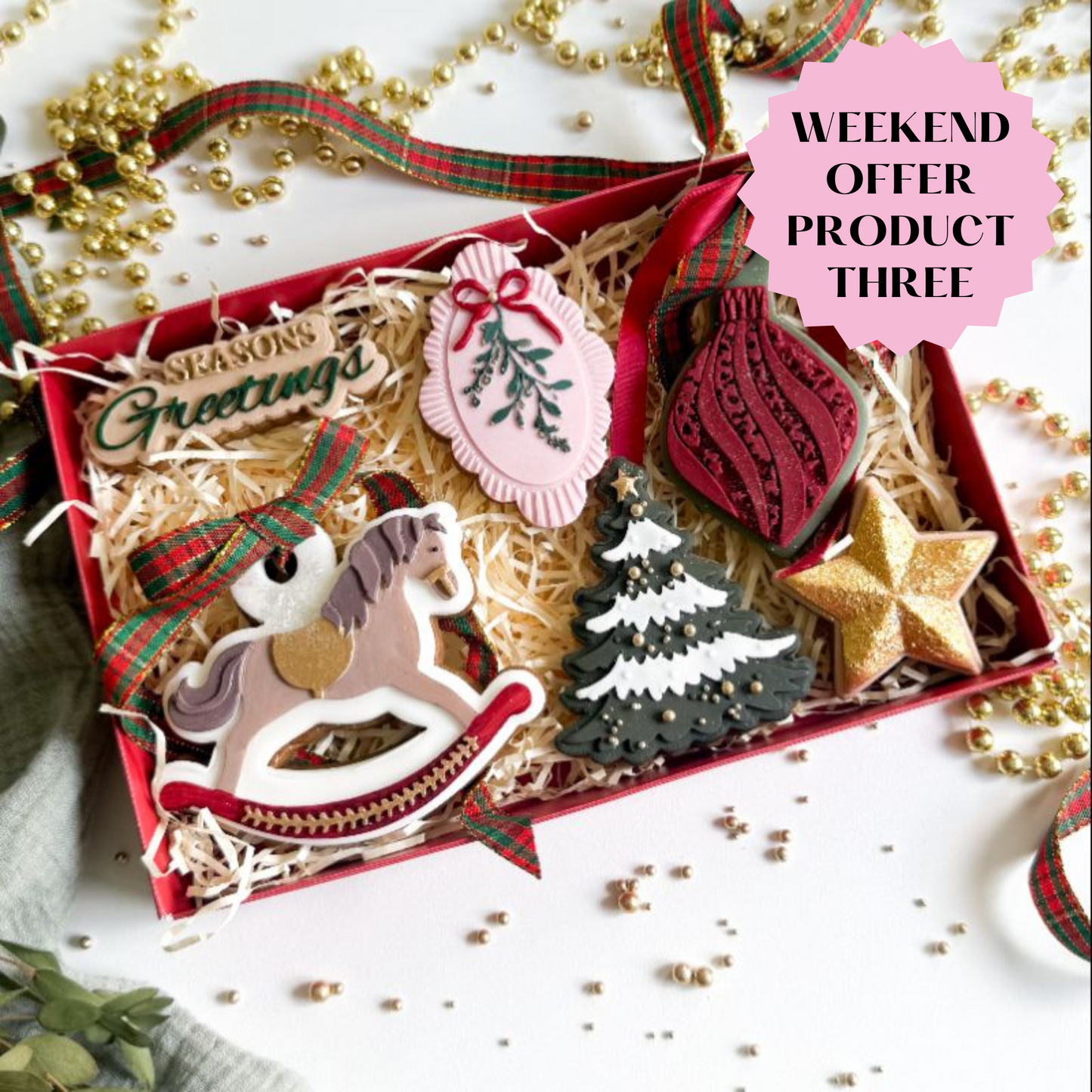 PINK WEEKEND OFFER PRODUCT 3: Christmas Bundle of 3D Stamps and Cutters by ChellBells Cakes Small - Set of 12 items