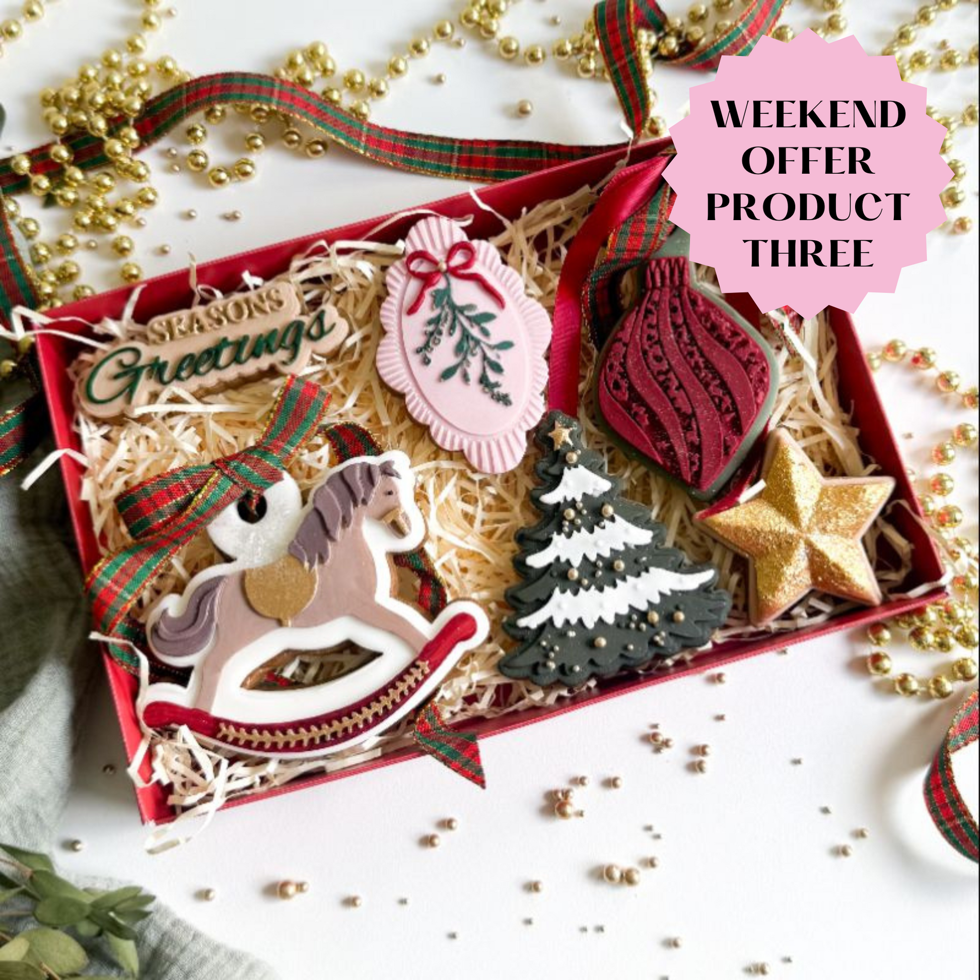 PINK WEEKEND OFFER PRODUCT 3: Christmas Bundle of 3D Stamps and Cutters by ChellBells Cakes Small - Set of 12 items