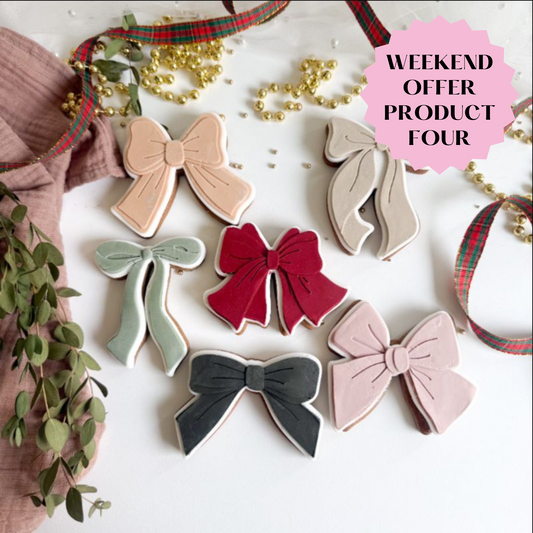 PINK WEEKEND OFFER PRODUCT 4: The Large Bow Collection – Set of 6 3D Cookie Stamp and Cutter - suitable for two tone effect