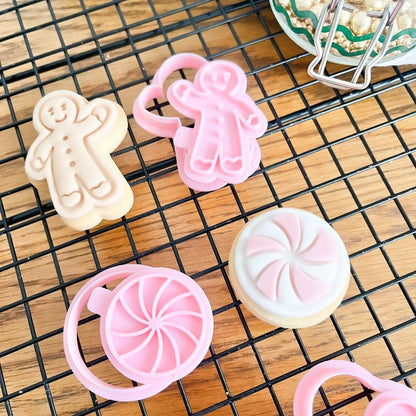 Mini Christmas Set of 4 Cookie Cutters and Stamps