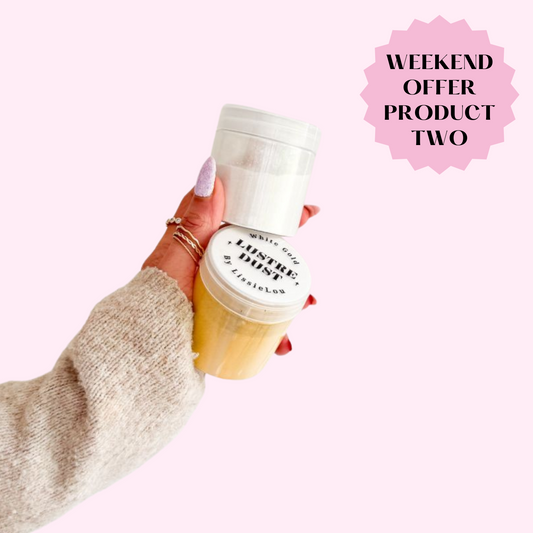 PINK WEEKEND OFFER PRODUCT 2: 2 x Lustre Dust 100% Edible - White Gold and Winter White - 40g Tub