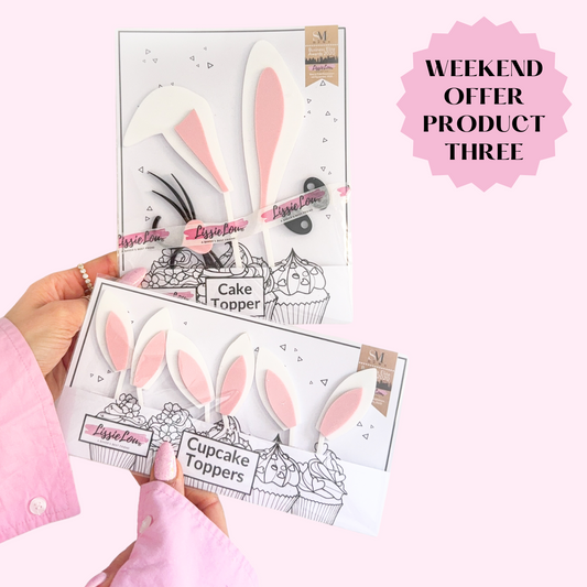 PINK WEEKEND OFFER PRODUCT 3: Easter Bunny Ear Cake Kit Topper and Bunny Ear Cupcake Topper Set