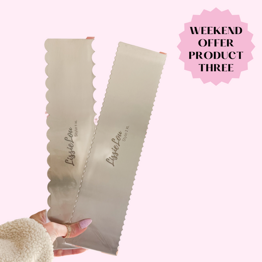 PINK WEEKEND OFFER PRODUCT 3: XL Style 1 and Style 2 Metal Rectangle Double Edged Cake Scraper