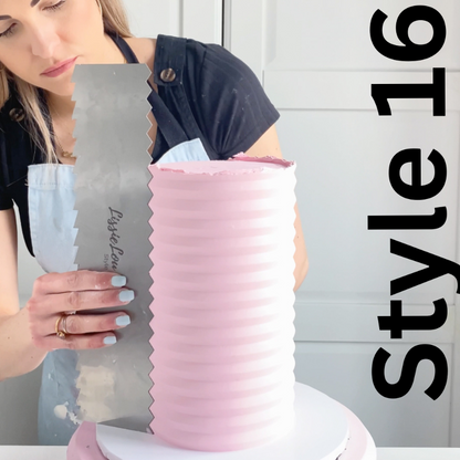 Style 16 XL Metal Rectangle Double Edged Cake Scraper - Zig-Zag Texture