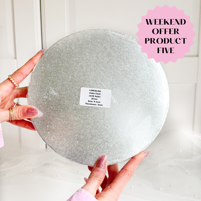 WEEKEND OFFER PRODUCT 5: 9 inch Silver Round Cake Card 3mm Thick with Dowelling Hole