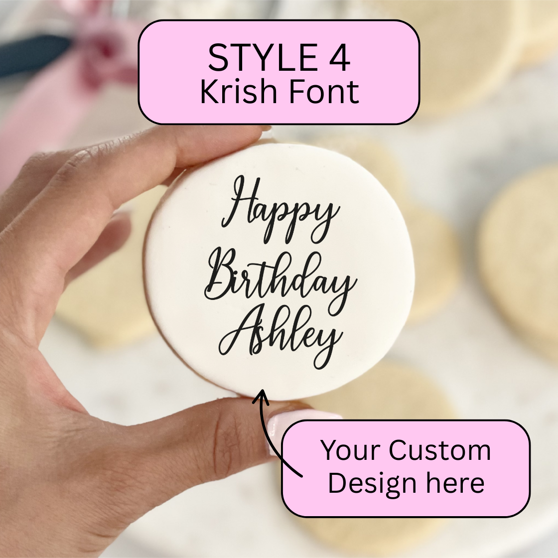 STYLE 4 Custom Happy Birthday Name Cookie Stamp/Embosser