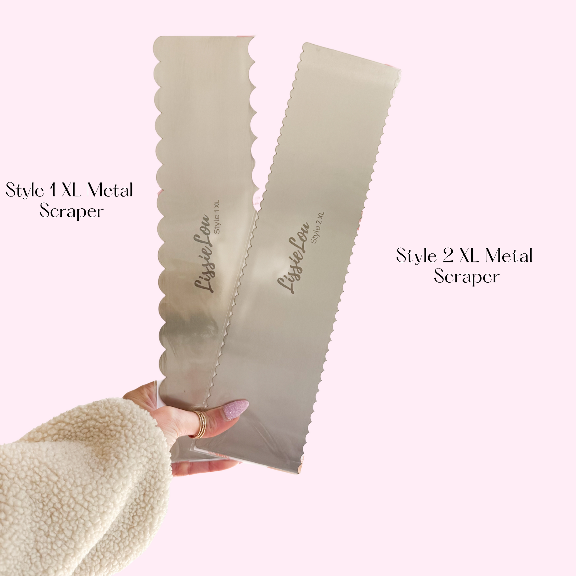 Style 1 and Style 2 XL Metal Cake Scraper Bundle
