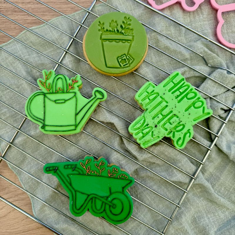 Wheelbarrow with Flowers Father's Day Cookie Cutter and Embosser