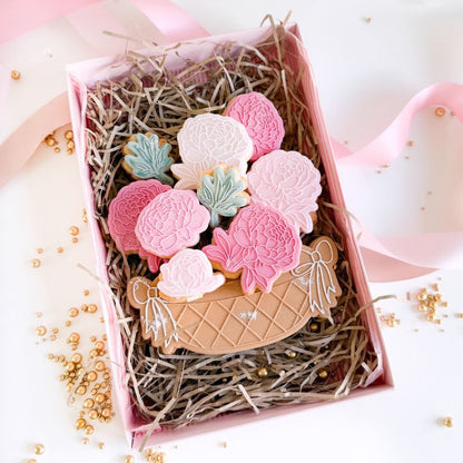 Peony Basket Flower Set Cookie Cutters and Embossers
