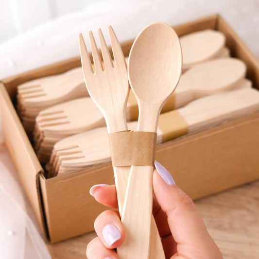 Wooden Spoons and Forks for Wedding Cake Tasters