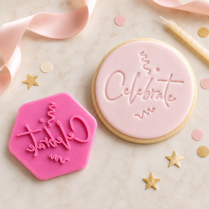 Celebrate cookie stamp and fondant cookie