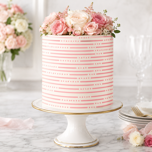 Dashing Lines Cake Stencil - Full Size Design