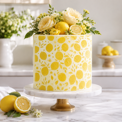 Summery Lemons Cake Stencil - Full Size Design