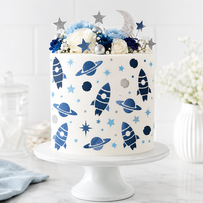 Rocket Space Cake Stencil - Full Size Design