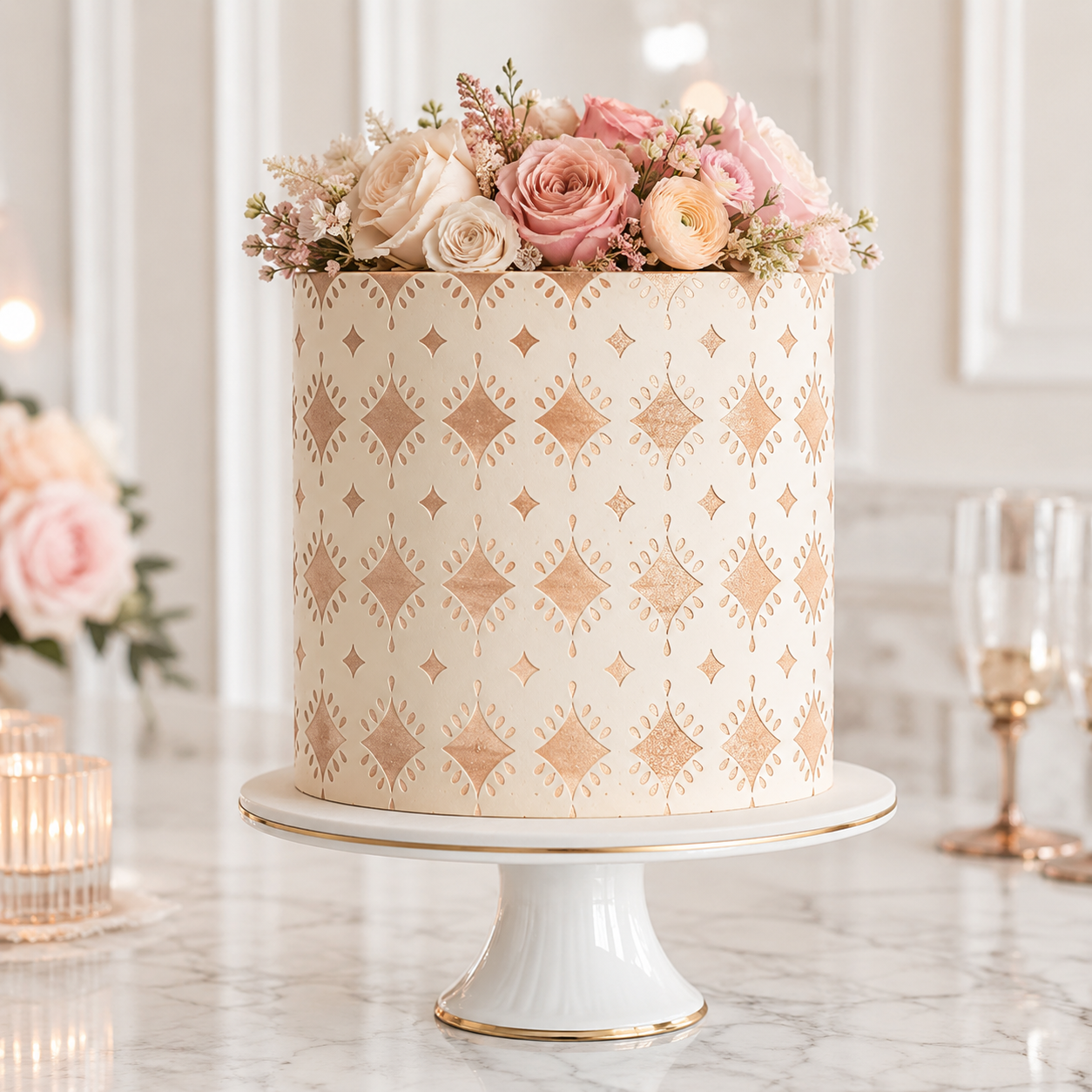 Sparkling Diamonds Large Pattern Cake Stencil - 2 sizes available