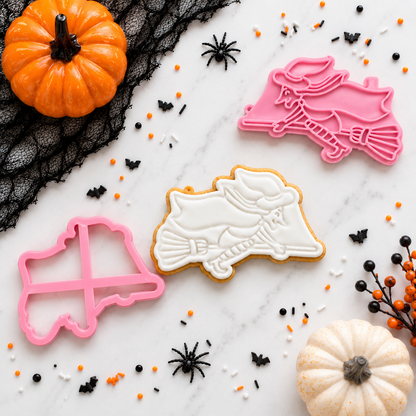 Witch on a Broom Halloween Cookie Cutter and Stamp