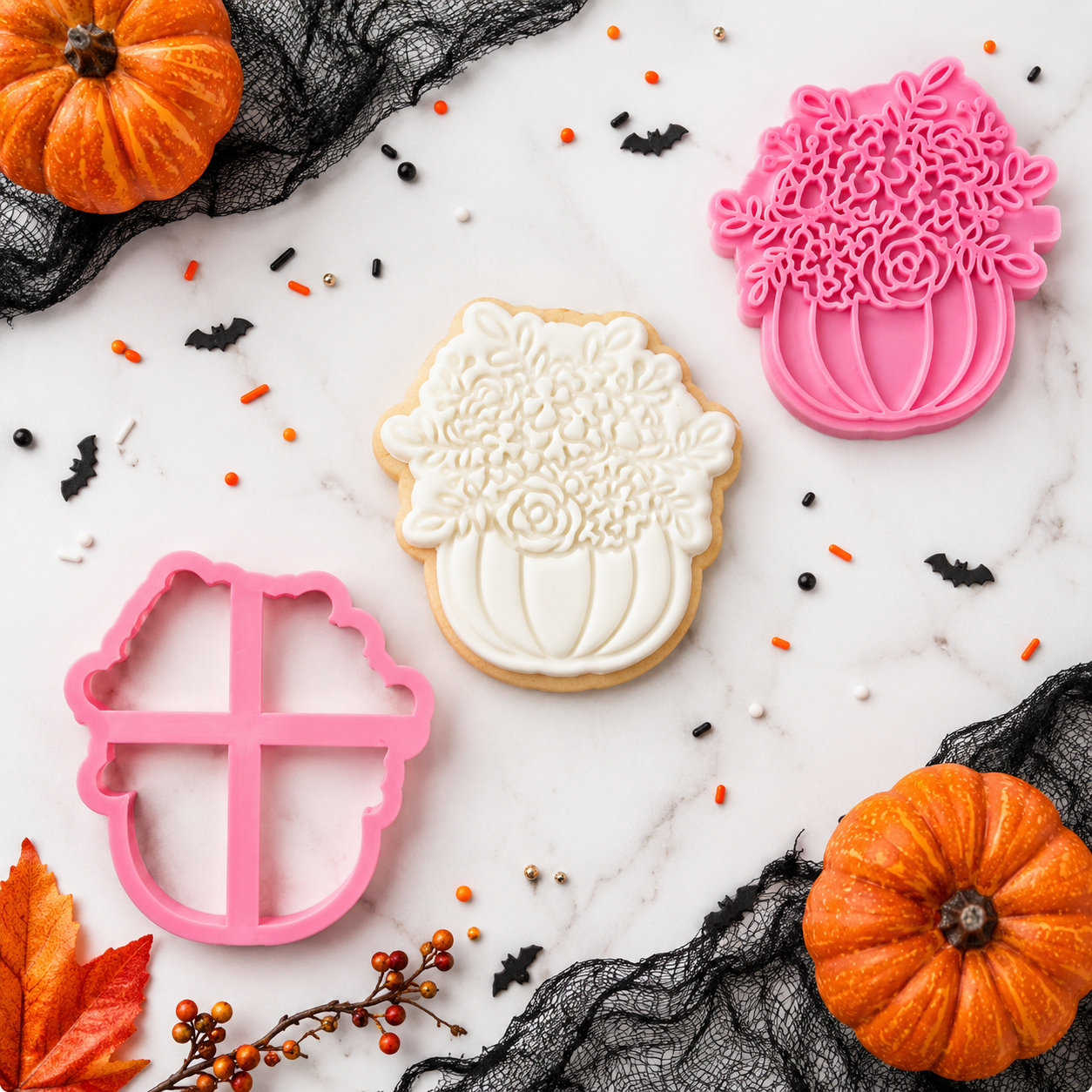 Pumpkin Bouquet Halloween Cookie Cutter and Stamp