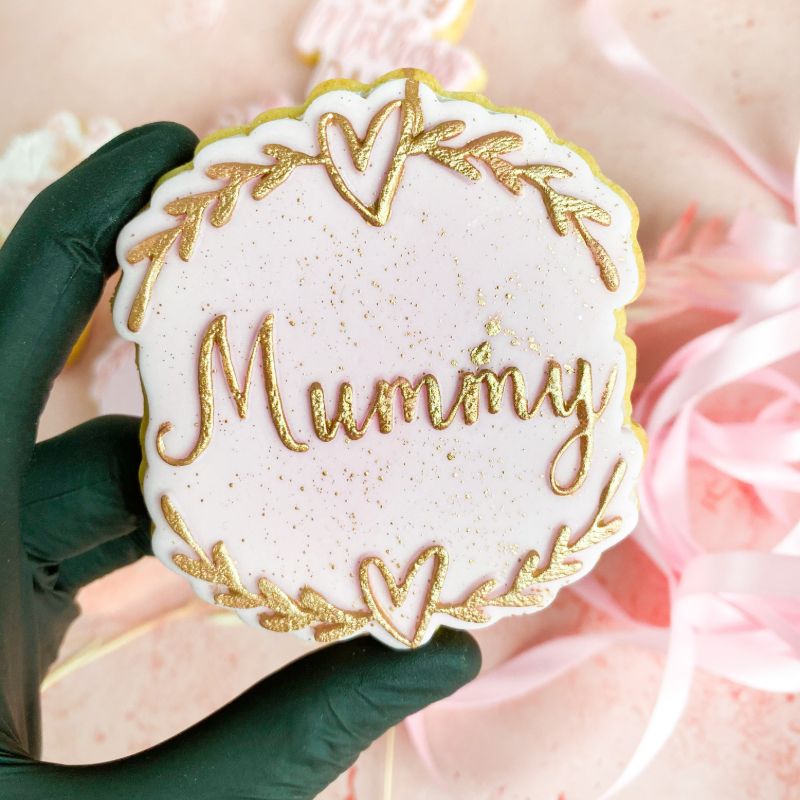 Mummy with Heart and Vine Border Mother's Day Cookie Cutter and Embosser