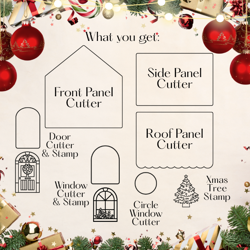 Large Gingerbread House Christmas Cookie Cutter and Stamp Set