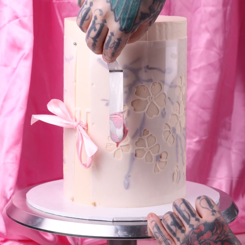 Arcadia Double Layer Full Wrap Cake Stencil design by Save Me Some Sweets