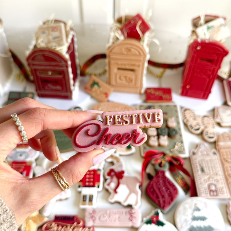 Set of 3 Christmas Sayings 3D Cookie Stamp and Cutter