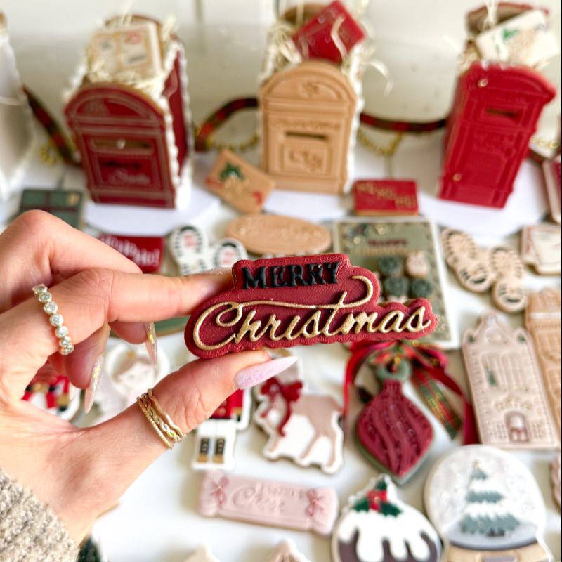 Set of 3 Christmas Sayings 3D Cookie Stamp and Cutter