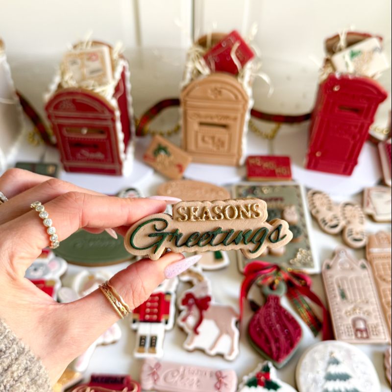 Set of 3 Christmas Sayings 3D Cookie Stamp and Cutter