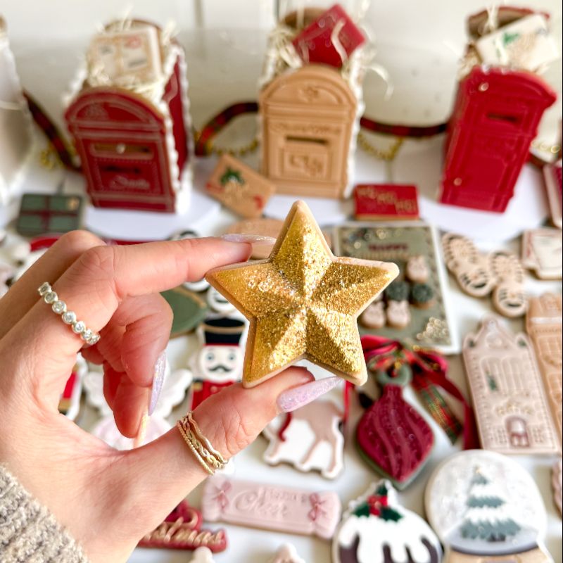 Christmas Star 3D Cookie Stamp and Cutter by ChellBells Cakes - suitable for two tone effect