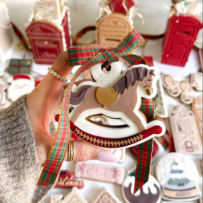 Vintage Christmas Rocking Horse 3D Cookie Stamp and Cutter - suitable for two tone effect