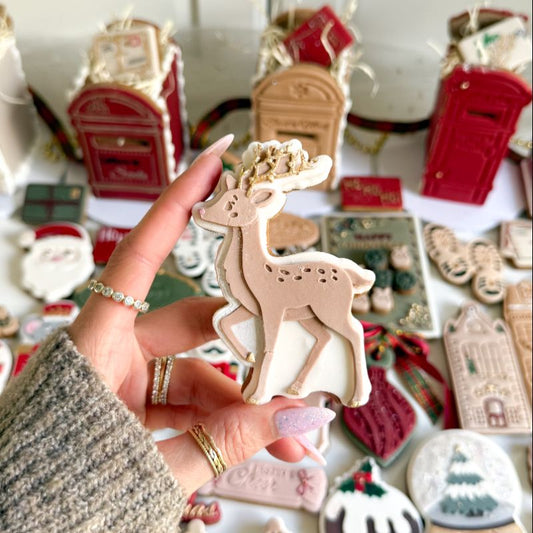 Reindeer Christmas 3D Cookie Stamp and Cutter by ChellBells Cakes - suitable for two tone effect