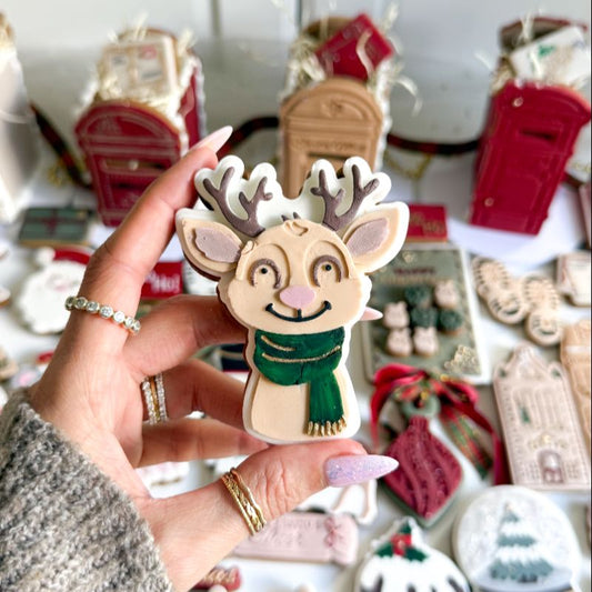 Jolly Reindeer Christmas 3D Cookie Stamp and Cutter - suitable for two tone effect