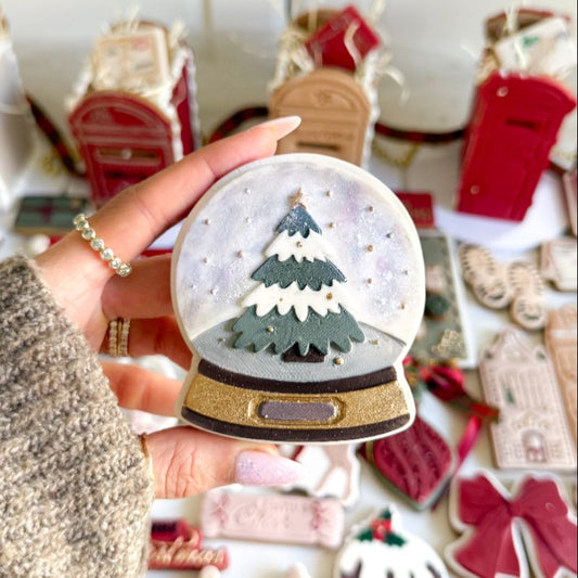 Snow Globe Christmas Tree 3D Cookie Stamp and Cutter - suitable for two tone effect