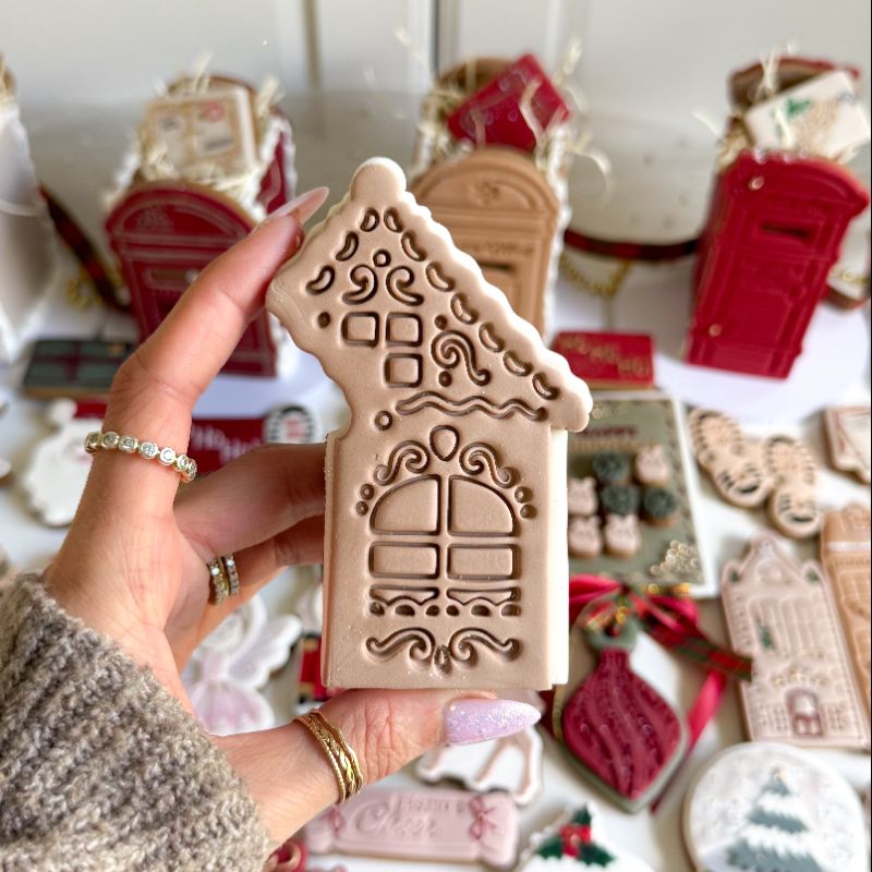 Christmas Winter House Puzzle Cookie Stamp and Cutter Set