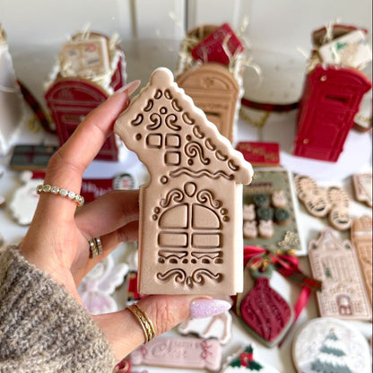 Christmas Winter House Puzzle Cookie Stamp and Cutter Set