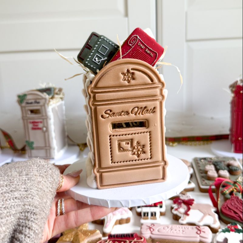 Santa Mail Rounded Christmas Letterbox Postbox Cookie Cutter and Stamp