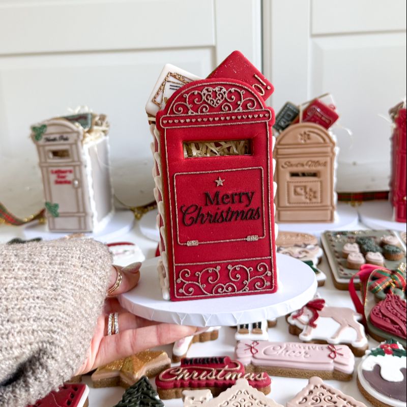 Merry Christmas Pretty Christmas Letterbox Postbox Cookie Cutter and Embosser