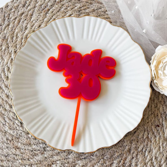 Retro Font Double Layer Cake Topper or Motif