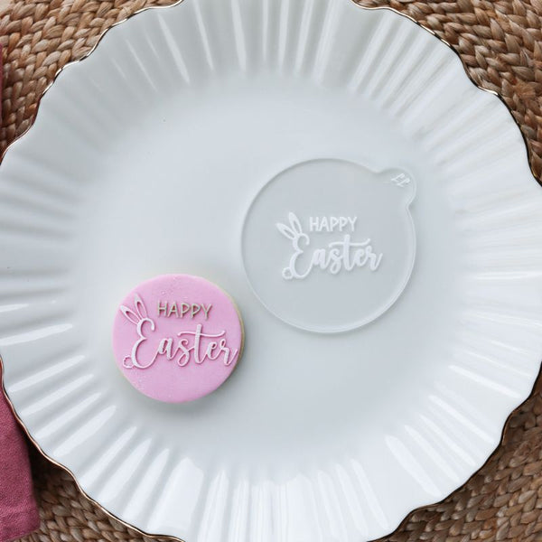 Mini Happy Easter Style 4 with Ears and Tail Cookie Cutter and Embosser