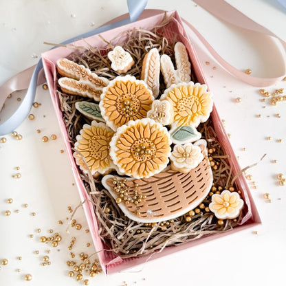 Sunflower Corn Basket Flower Set Cookie Cutters & Stamps